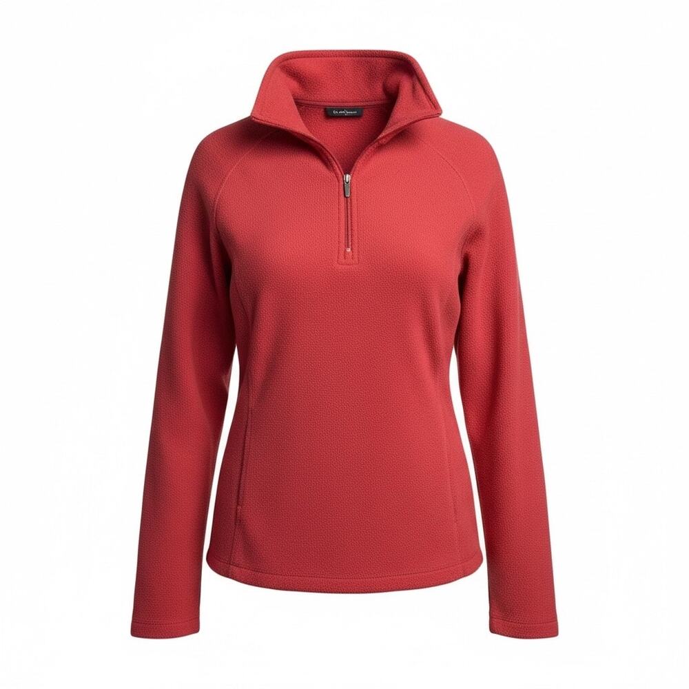 ✨Lands End L/P 14-16 Pink THERMCHECK Quarter Zip Fleece Pullover Jacket Sweater✨